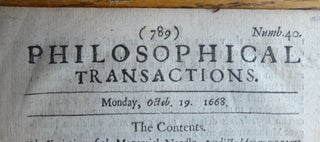 Philosophical Transactions, No. 40, Monday October 19, 1668 (The Variations of the Magnetick Needle)