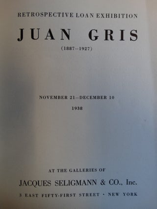 Retrospective Loan Exhibition Juan Gris (1887 - 1927)