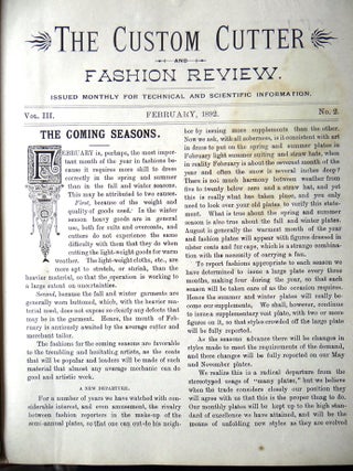Item #133141 The Custom Cutter and Fashion Review. Issued monthly for technical and scientific...
