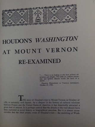 Houdon's Washington at Mount Vernon Re-Examined