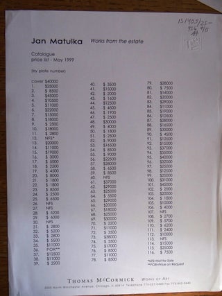 Jan Matulka: A Catalogue of Selections from the Estate of Jan Matulka (1890-1972)