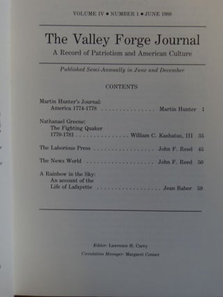 The Valley Forge Journal: A Record of Patriotism and American Culture, Volume IV, Number I