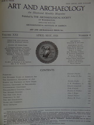 Art and Archaeology: An Illustrated Monthly Magazine, volume XXI number 4, April-May 1926 (Historic Philadelphia Number)