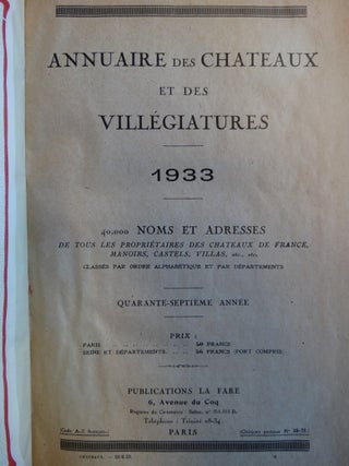 Annuaire des Chateaux et des Villegiatures, 1933