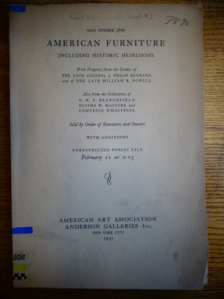 Item #153851 American Furniture Including Historic Heirlooms, with Proprty from the Estates of T...