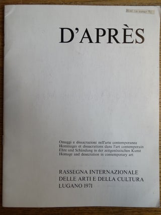 Item #153965 D'Apres: Omaggi e dissacrazioni nell'arte contemporanea / Hommages et dissacrations...