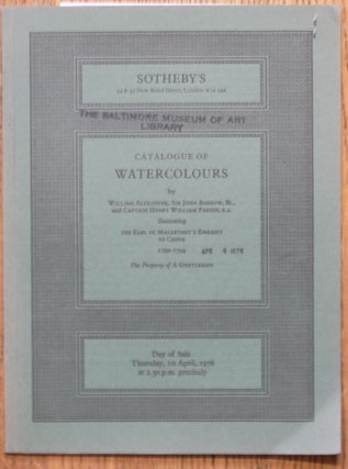 Item #153975 Catalogue of Watercolors by William Alexander, Sir John Barrow, Bt., and Captain...