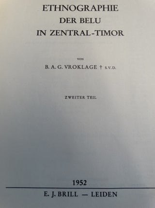 Ethnographie der Belu in Zentral-Timor: Zweiter Teil