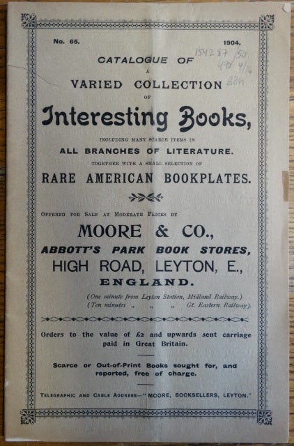 Item #154287 Catalogue of Varied Collection of Interesting Books, Including Many Scarce Items in all Branches of Literature, together with a Small Selection of Rare American Bookplates.