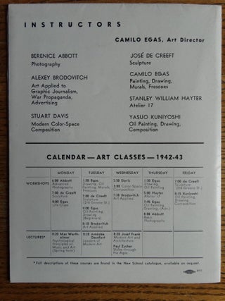 Art Classes 1942 - 1943, New School for Social Research