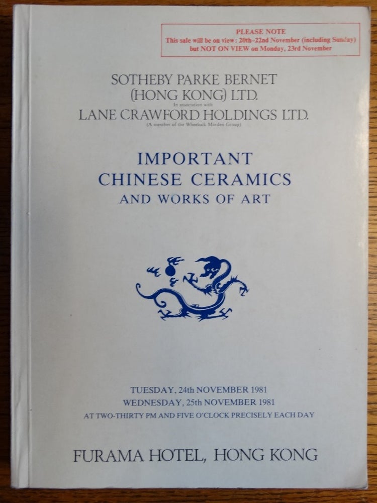 Item #155575 Important Chinese Ceramics and Works of Art