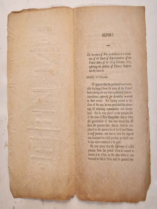Report of The Secretary of War, on The Petition of Thomas Simpson; March 2, 1811. Read, and Referred to The Committee of Claims