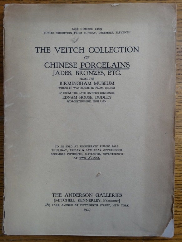Item #156194 The Veitch Collection of Chinese Porcelains, Jades, Bronzes, Etc. from the Birmingham Museum (Sale 2209)