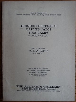 Item #156201 Chinese Porcelains, Carved Jades, Fine Lamps & Objects of Art, Sold by Order of A.J....