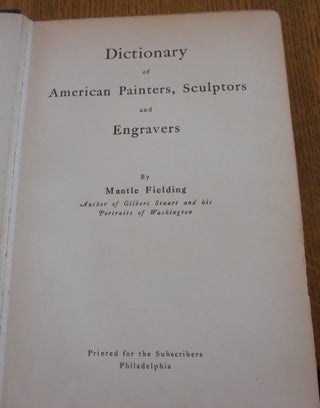 Dictionary of American Painters, Sculptors and Engravers