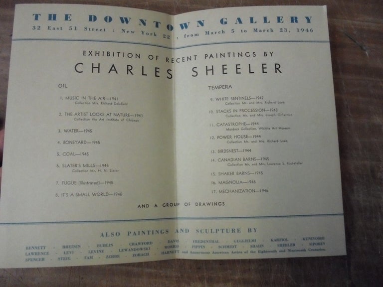 Item #157820 Exhibition of recent paintings by Charles Sheeler : and a group of drawings