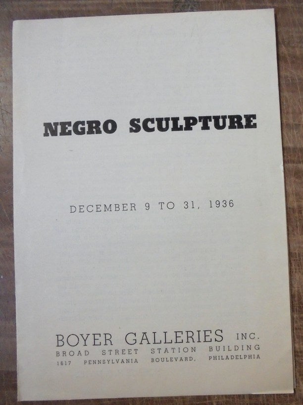 Item #157851 Negro sculpture : December 9 to 31, 1936. Horace H. F. Jayne.