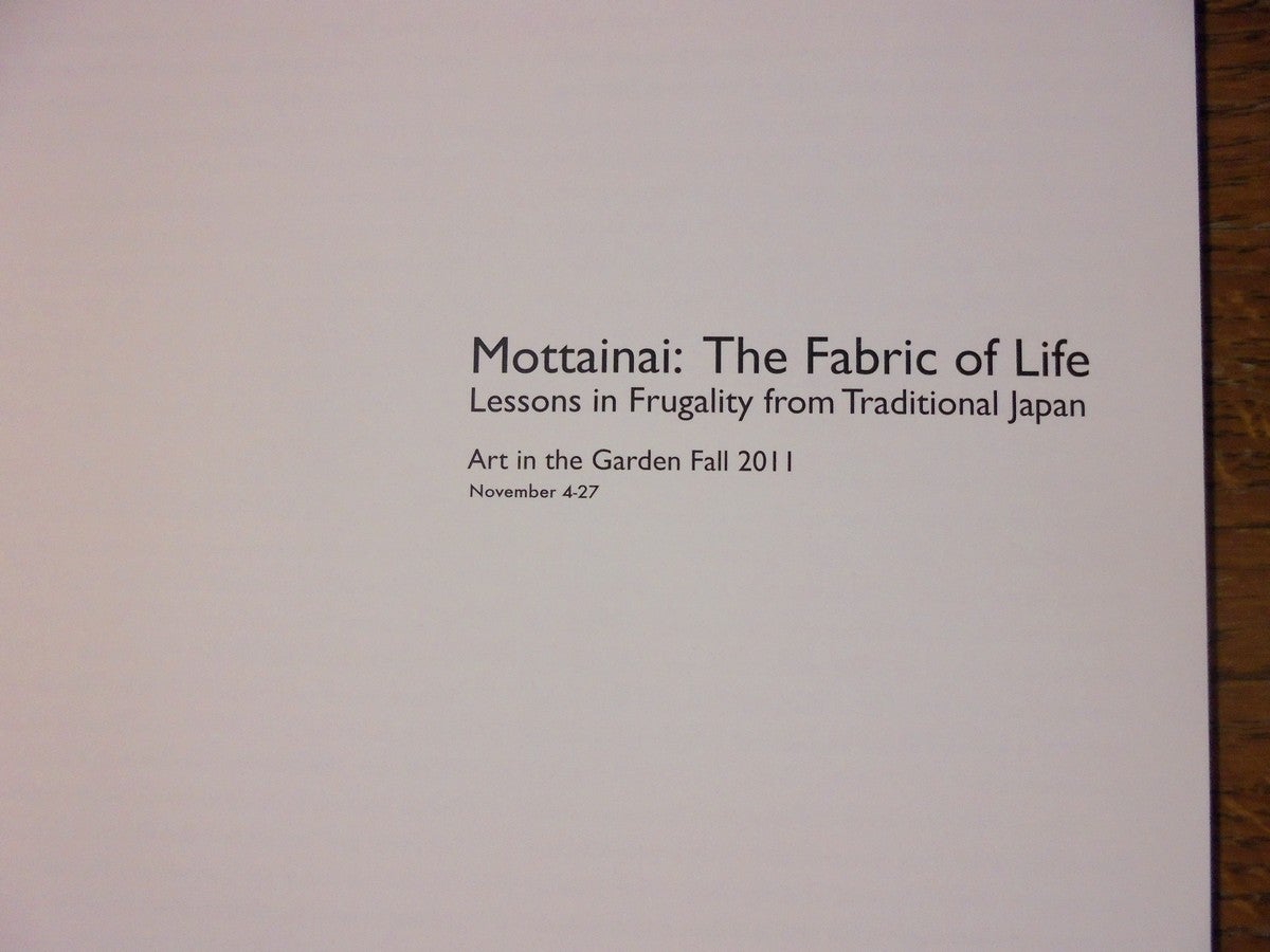 Mottainai: The Fabric of Life: Lessons in Frugality from 