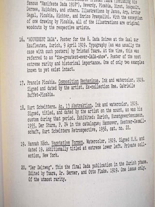 Item #161443 Dada '291' - 1924 : retrospective. Richard Huelsenbeck, Timothy Baum