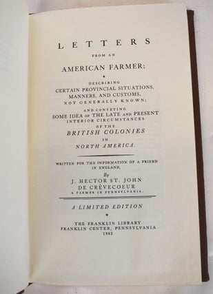 Letters from an American farmer : describing certain provincial situations, manners, and customs not generally known ; and conveying some idea of the late and present interior circumstances of the British Colonies in North America