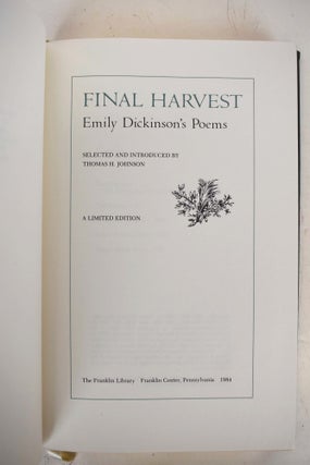 Final Harvest : Emily Dickinson's Poems