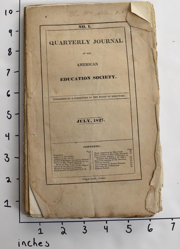Item #162956 Quarterly Journal of the American Education Society [Nos. I-VIII].