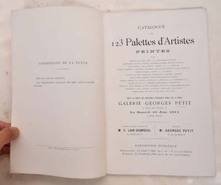Catalogue de 123 palettes d'artistes peintes par Abbéma (Louise), Bail (J.), Benjamin-Constant, etc