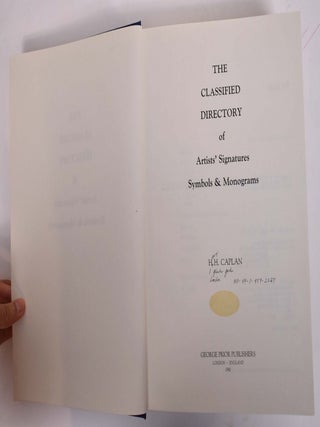 The Classified Directory of Artists' Signatures, Symbols & Monograms
