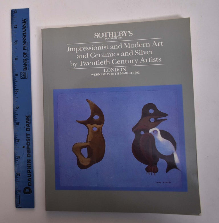 Item #167866 Important Modern Art and Ceramics and Silver by Twentieh Century Artists. Sotheby's.