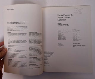 Pablo Picasso and Jean Cocteau: Ceramics Including the Picasso Colletion of Edward Weston and Others