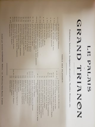 Le palais du Grand Trianon intérieurs; sculptures décoratives, meubles et bronzes
