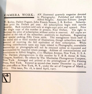 Camera Work. A Photographic Quarterly Edited and Published by Alfred ...