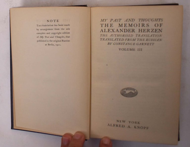 Item #173643 My Past and Thoughts; The Memoirs of Alexander Herzen, Volume III. Alexander Herzen.