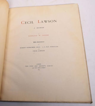 Cecil Lawson : A Memoir