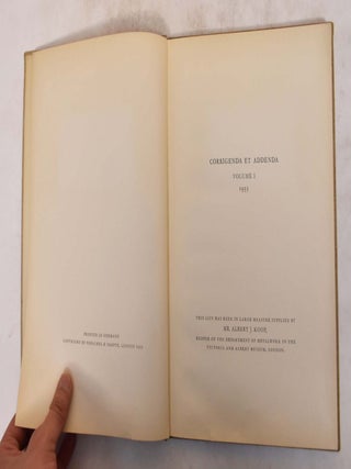 The Mosle Collection: Corrigenda et Addenda; Volume 1