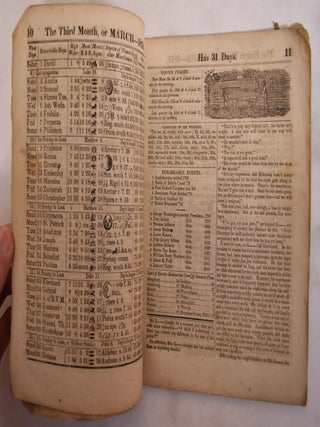 The United States Almanack, For the Year of our Lord 1851; being the third after bissextile, or leap year; containing 365 days: and after the 4th of July, the 75th of American independence. Arranged after the system of the German calendars. Containing the rising, setting, and eclipses of the sun and moon; the phases, signs, and southings of the moon; the aspects of the planets, with the rising, setting, and southing of the most conspicuous planets and fixed stars; the times of high water at Philadelphia; the equation of time, and other miscellanies, &c.,