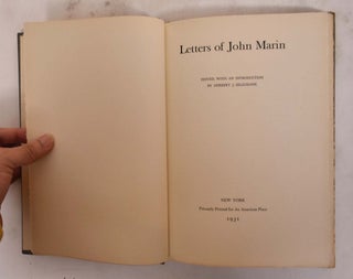 Item #175890 Letters of John Marin. John Marin, Herbert J. Seligmann