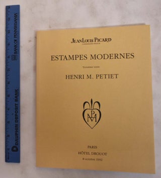 Item #176386 Estampes Modernes, III: Troisieme Vente, Henri M. Petiet, Hotel Drouot 8 Octobre...