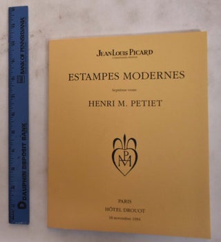 Item #176390 Estampes Modernes, VII: Septieme Vente, Henri M. Petiet, Hotel Drouot 18 Novembre...