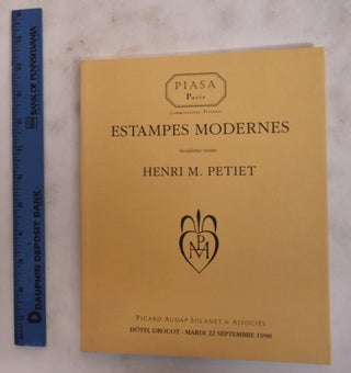 Item #176396 Estampes Modernes, XVI: Seizieme Vente, Henri M. Petiet, Hotel Drouot Mardi 22...