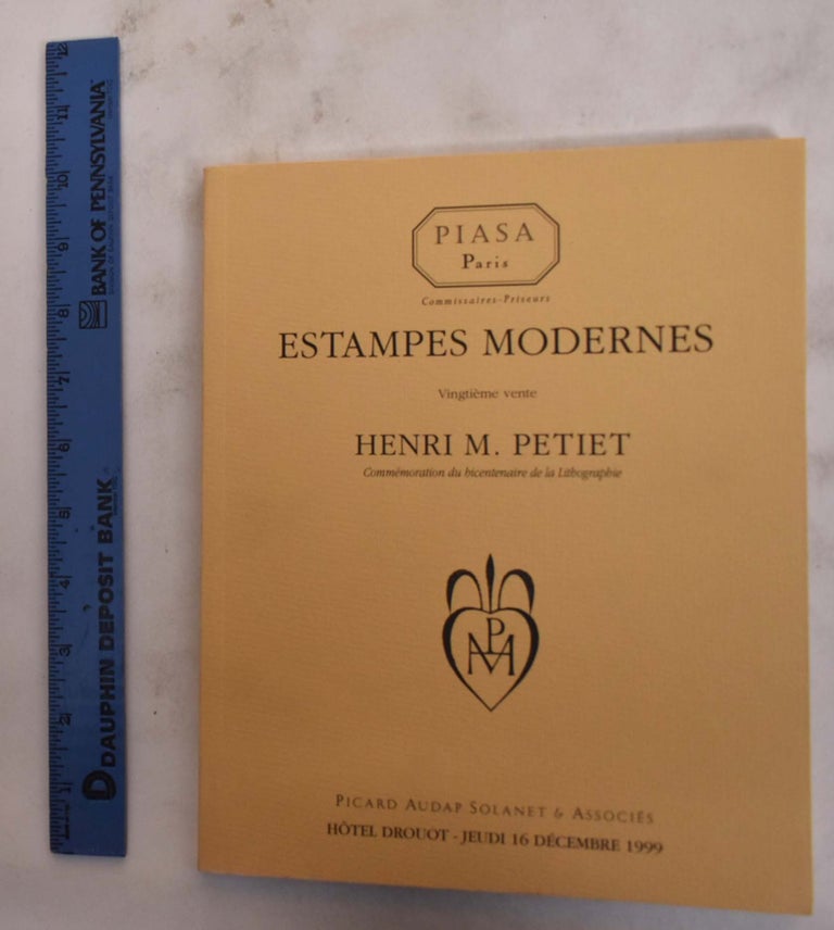 Item #176398 Estampes Modernes, XX: Vingtieme Vente, Henri M. Petiet, Hotel Drouot Jeudi 16 Decembre 1999. Henri Petiet.