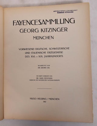 Fayencesammlung Georg Kitzinger, Munchen
