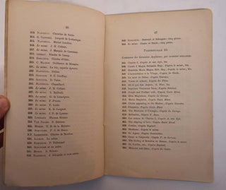 Catalogue d'une très belle et intéressante collection de tableaux, des differentes écoles anciennes et modernes. Estampes encadrées, dessins, de divers maîtres hollandais, italiens et français, parmi les quels se trouve le chef-d'oeuvre de H.W. Couwenberg, représentant la copie du tableau de B. van der Helst: Le banquet de la Garde Civique du musée national à Amsterdam. Une riche collection d'estampes au burin et à l'eau forte des divers écoles. Oeuvres d'estampes et livres classiques, meubles à portefeuilles etc. Formant la succession de feu Monsieur Jacques Moyet d'Amsterdam. Dont la vente publique aura lieu à Amsterdam, au domicile de Mr. C.F. Roos, Hôtel dite Huis met de Hoofden, ... le mardi 12 avril 1859, ... sous le ministère de MM. les notaires Commelin et Amya Esser, par Cornelis François Roos, Gerrit de Vries, Jz. et Willem Jodocus Matthias Engelberts.
