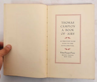 Item #178107 A Book of Airs: As Written to be Sung to the Lute and Viol. Thomas Campion