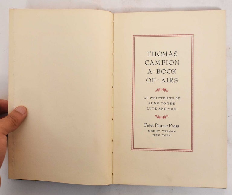 Item #178107 A Book of Airs: As Written to be Sung to the Lute and Viol. Thomas Campion.