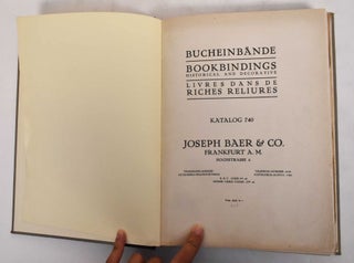 Item #178822 Bucheinbände: Bookbindings, historical and decorative: Katalog 740 & Katalog 770....