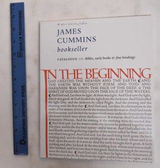 Item #178832 Catalogue 111: Bibles, early books & fine bindings. James Cummins