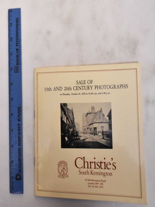 Item #180603 Sale of 19th and 20th Century Photographs: Thursday, October 25 1979. Christie's...