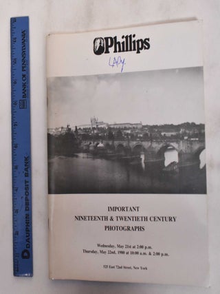 Item #180606 Important Nineteenth & Twentieth Century Photographs: Wednesday, May 21 1980. Argus...