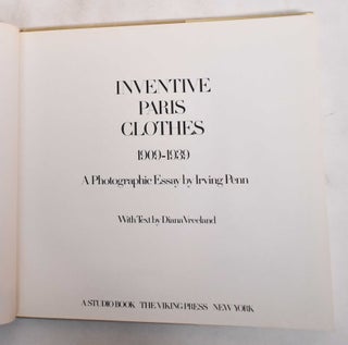 Inventive Paris Clothes, 1909-1939: A Photographic Essay